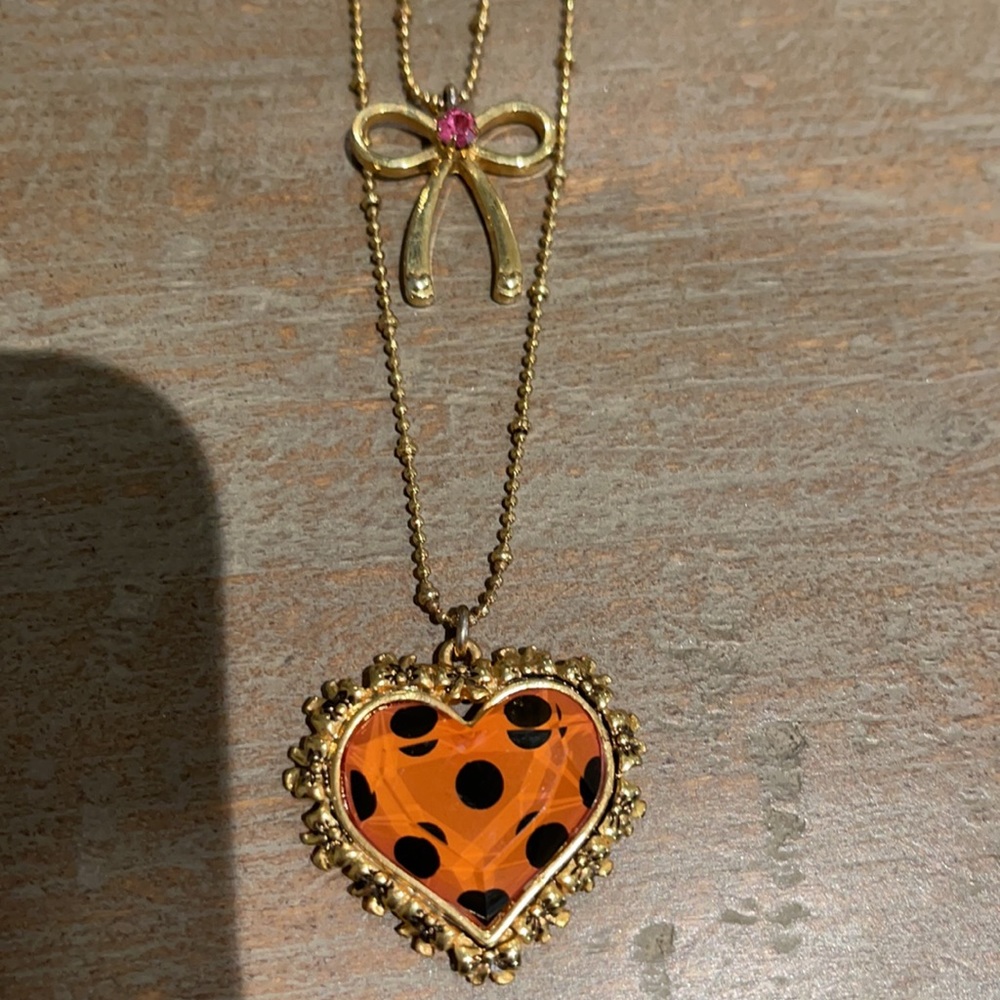 Betsy Johnson heart and bow necklace